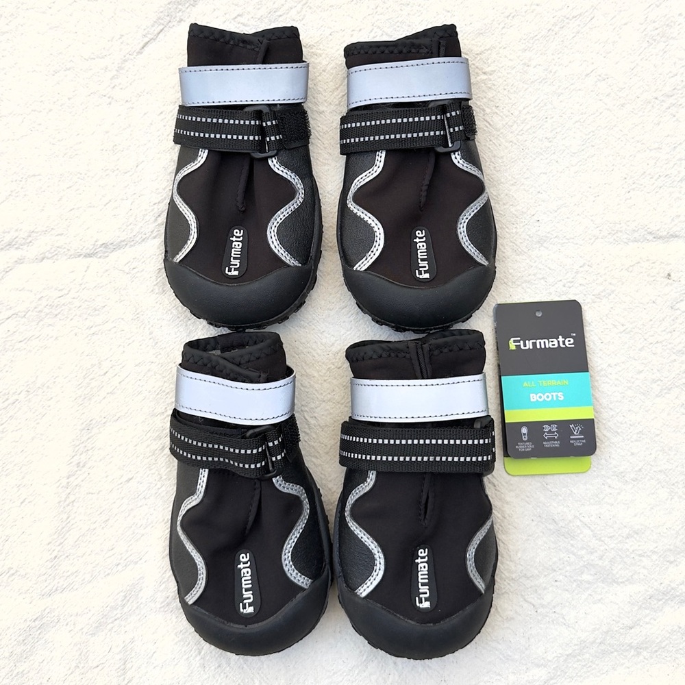 Furmate Black All-terrain Dog Boots - 4 Pack